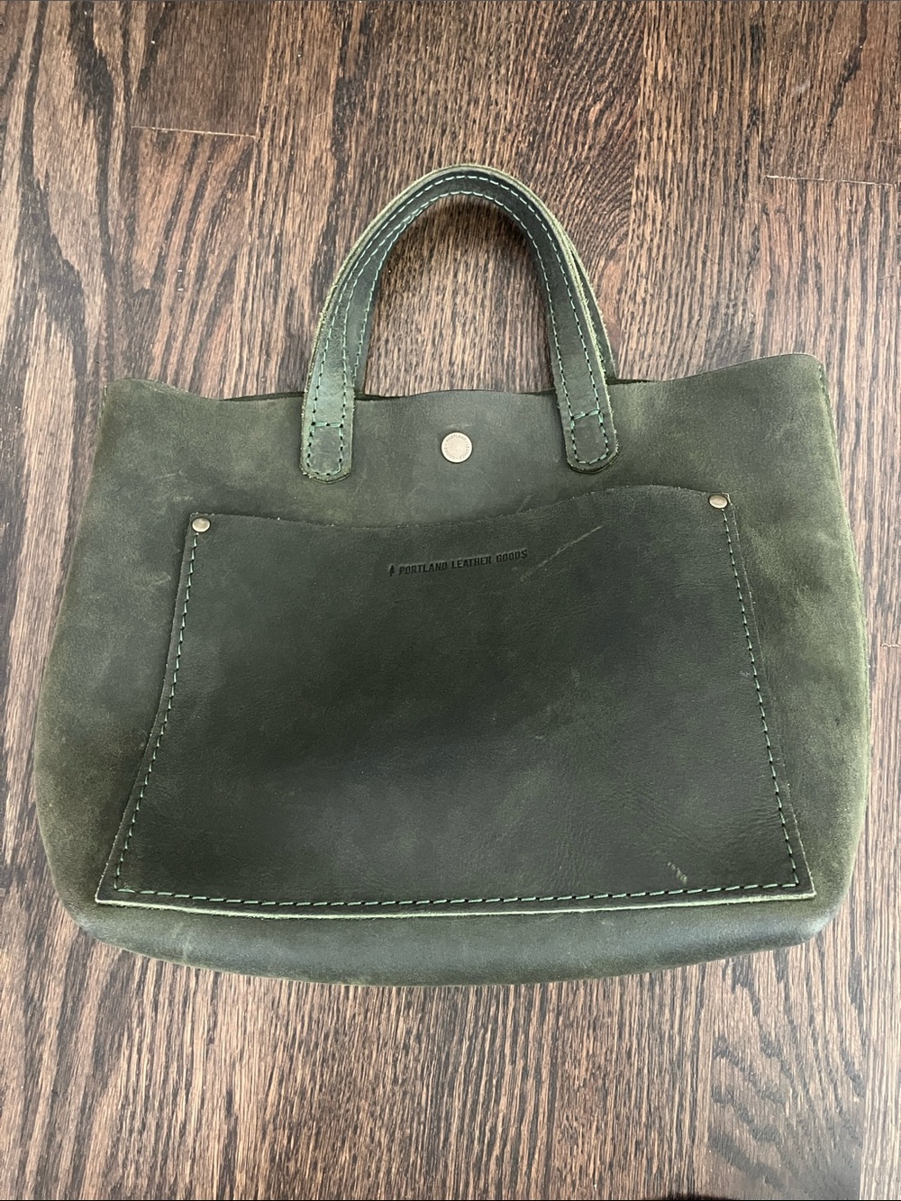 Portland Leather Green Suede Top-Handle Tote